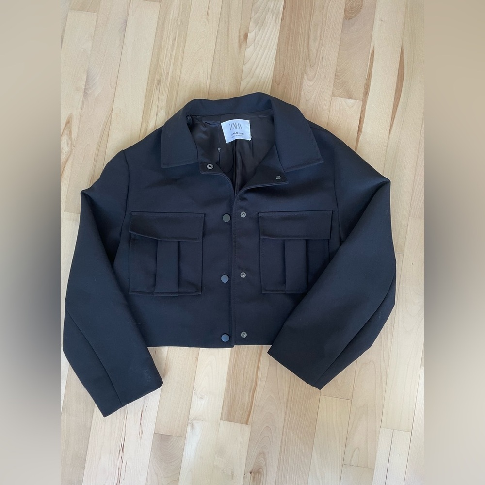 Zara cropped black jacket - Zara kids 11-12 jet black
